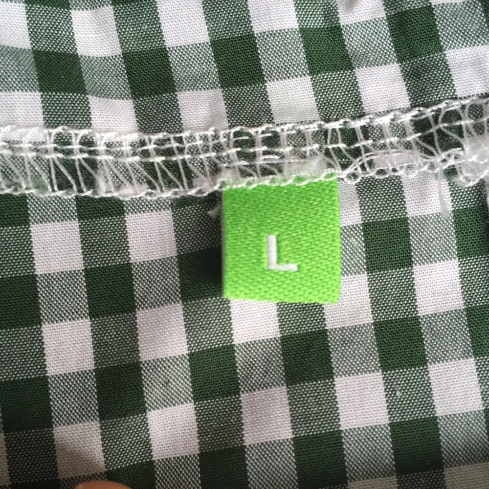 Green and White Plaid Checkered Smock Shirt - Picture 6 of 15